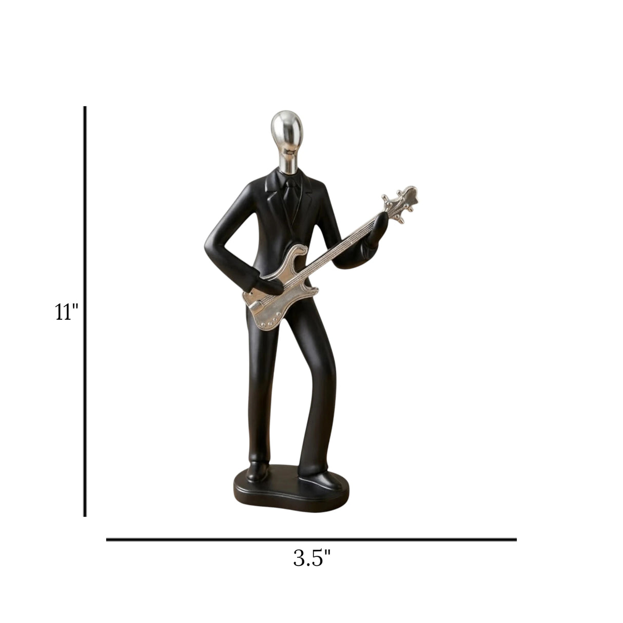 statue musician play guitar black 11''x3.5'' china