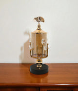 candy jar glass & lid golden large china "13.5x5"