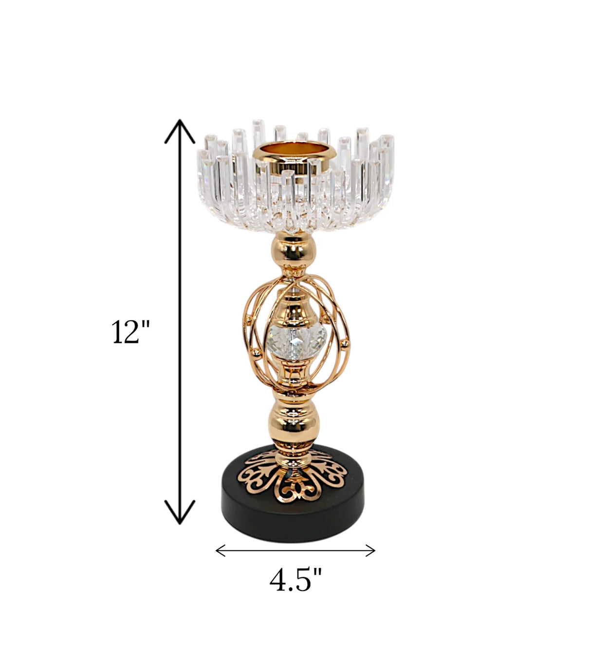 metal candle stand with crystal candy medium china "12x4.5"