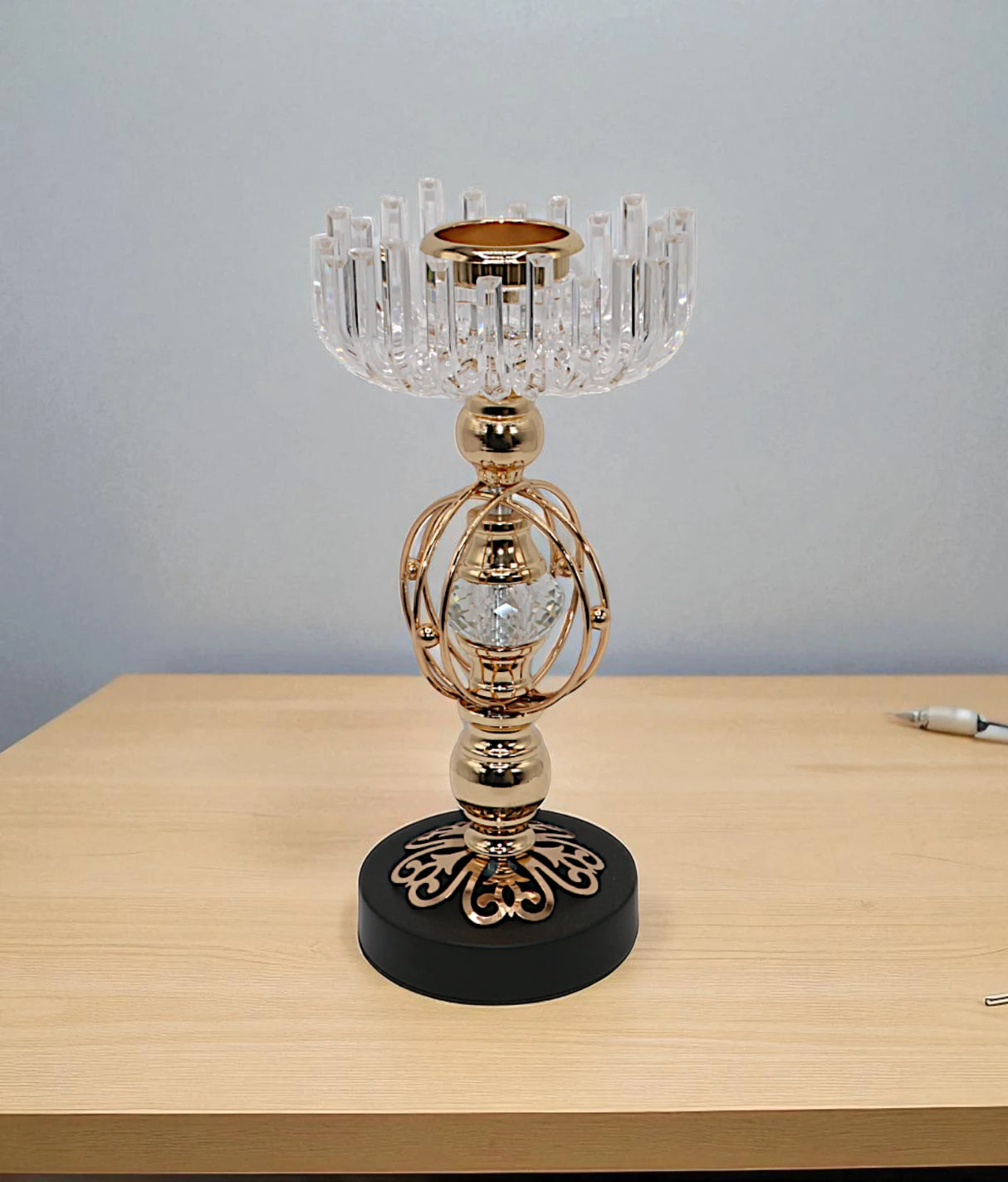 metal candle stand with crystal candy medium china "12x4.5"