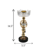 metal candle stand with crystal candy large china "14.5x5.5"