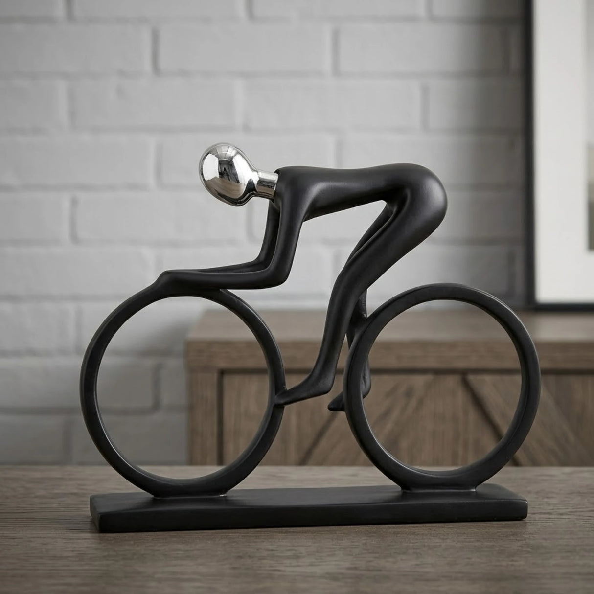 statue racing cyclist black china hs-6