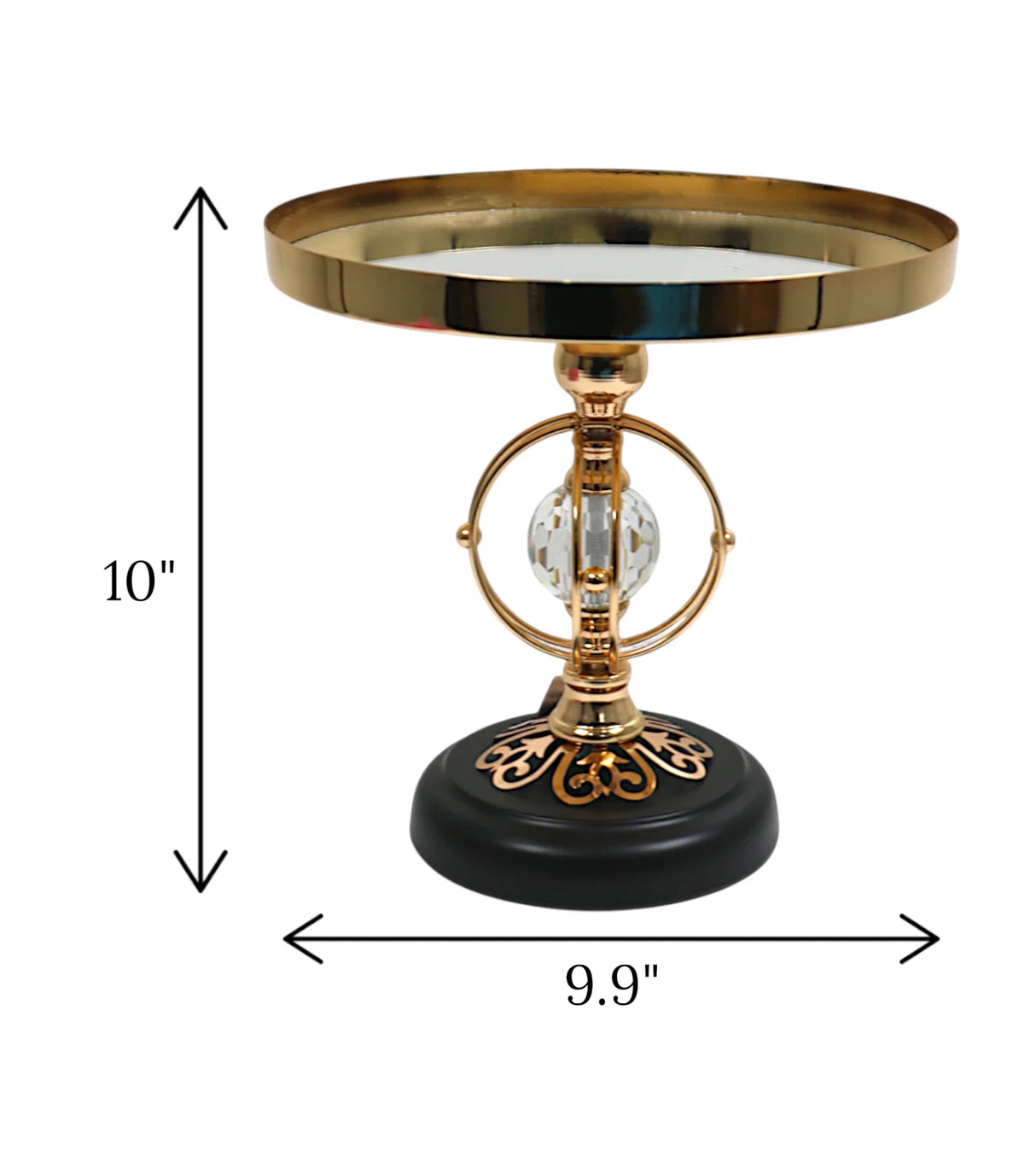 cake stand golden with black base medium china "9.5x10"