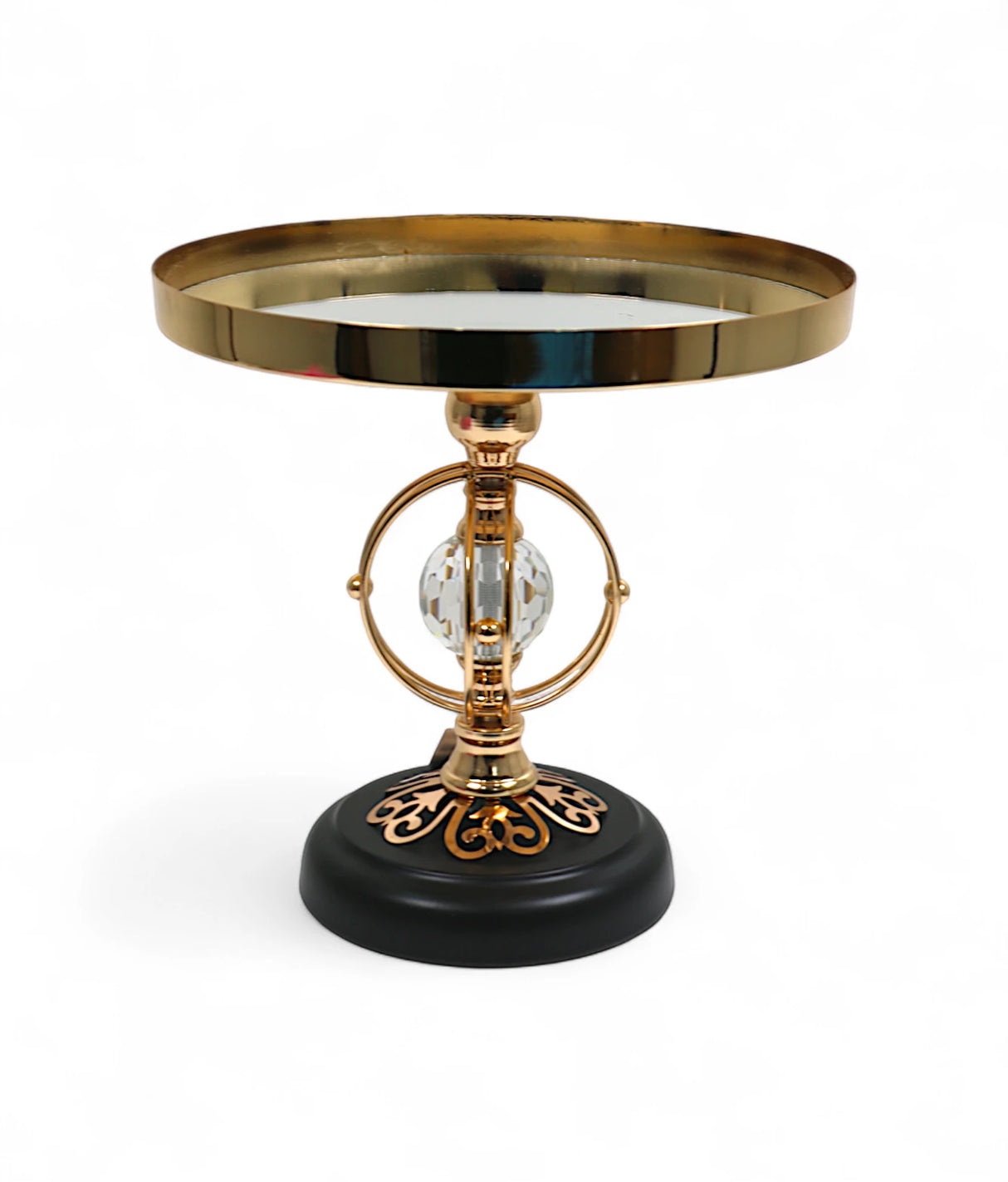 cake stand golden with black base medium china "9.5x10"
