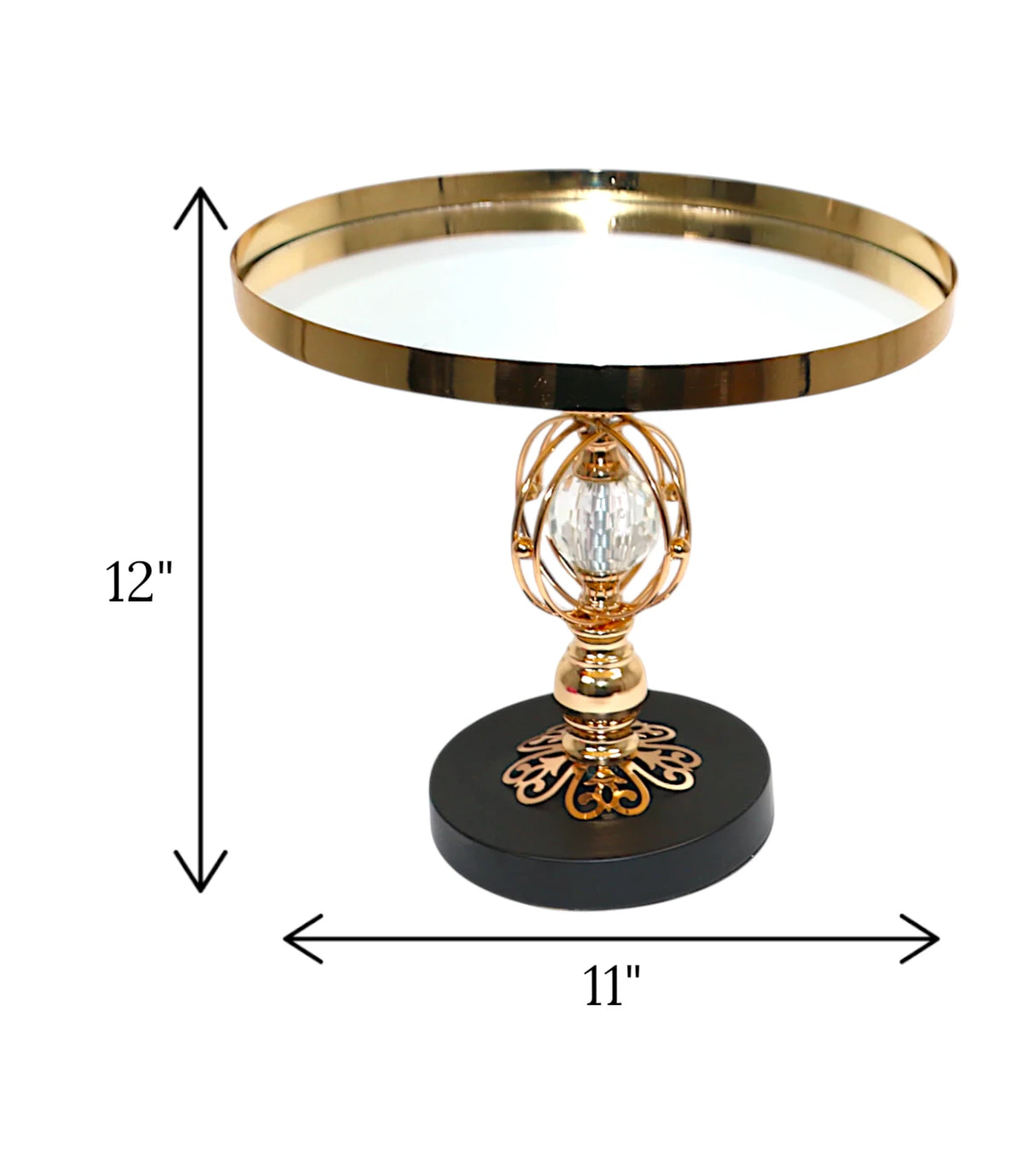 cake stand golden with black base large china "11x12"