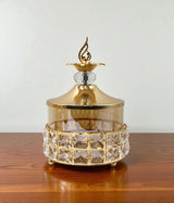 candy jar & lid golden medium china "9.5x6"