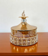 candy jar & lid golden large china "10x8"