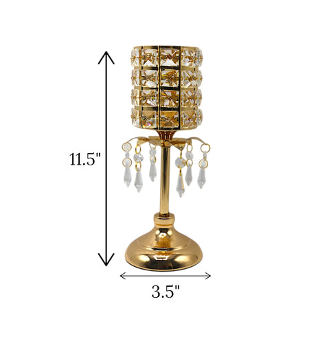 candle stand flower golden medium china "11.5x3.5"