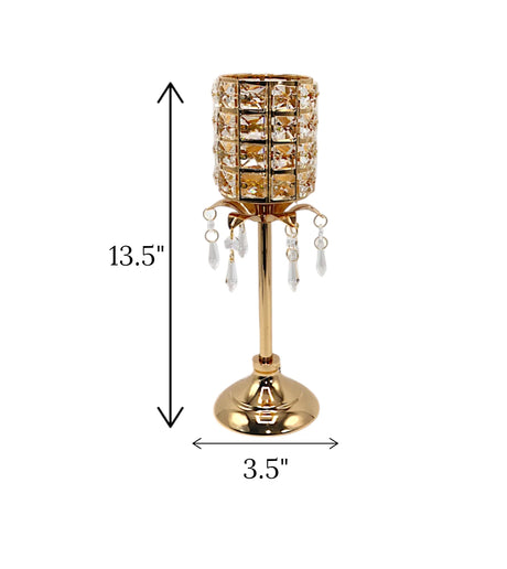 candle stand flower golden large china "13.5x3.5"