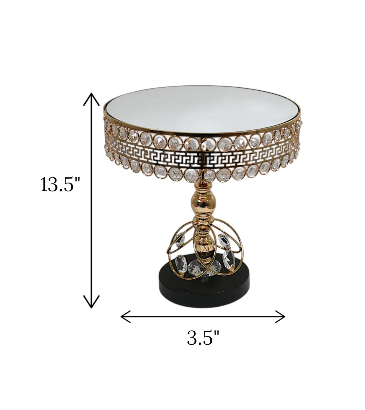 cake stand golden with crystal beads large china "12.5x12"