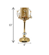 candle stand golden with crystal beads medium china "13x4"