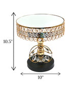 cake stand golden with crystal beads medium china "10.5x10""