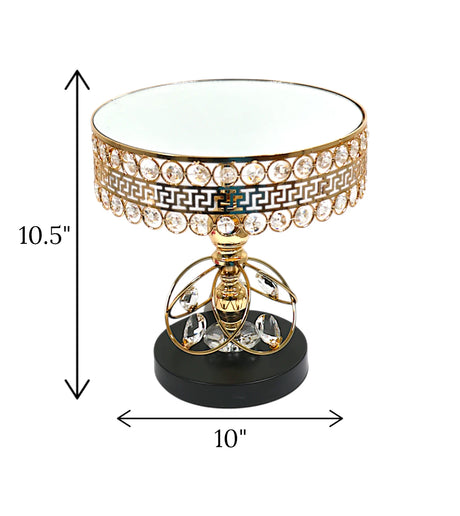 cake stand golden with crystal beads medium china "10.5x10""
