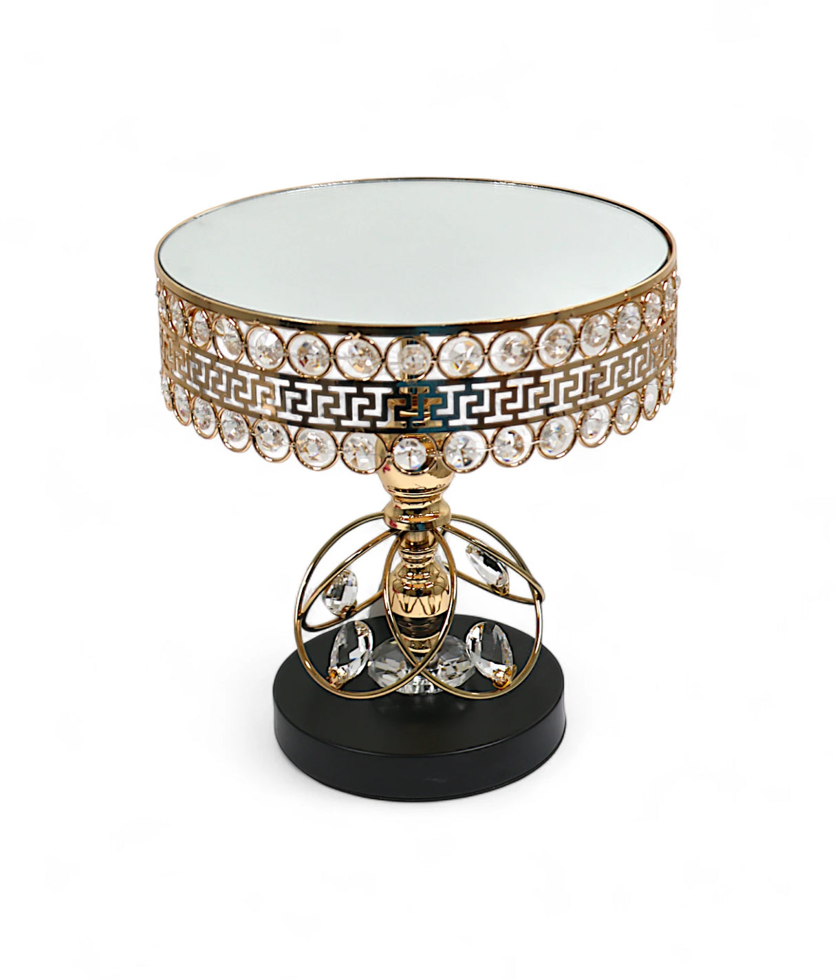 cake stand golden with crystal beads medium china "10.5x10""