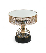 cake stand golden with crystal beads medium china "10.5x10""
