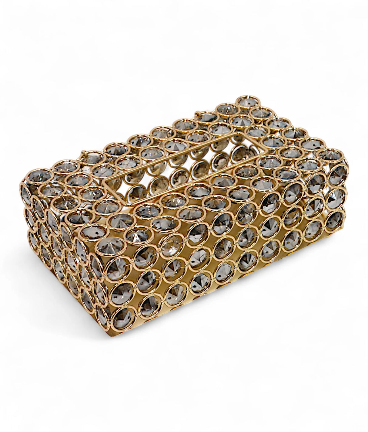 fancy tissue box golden & black china