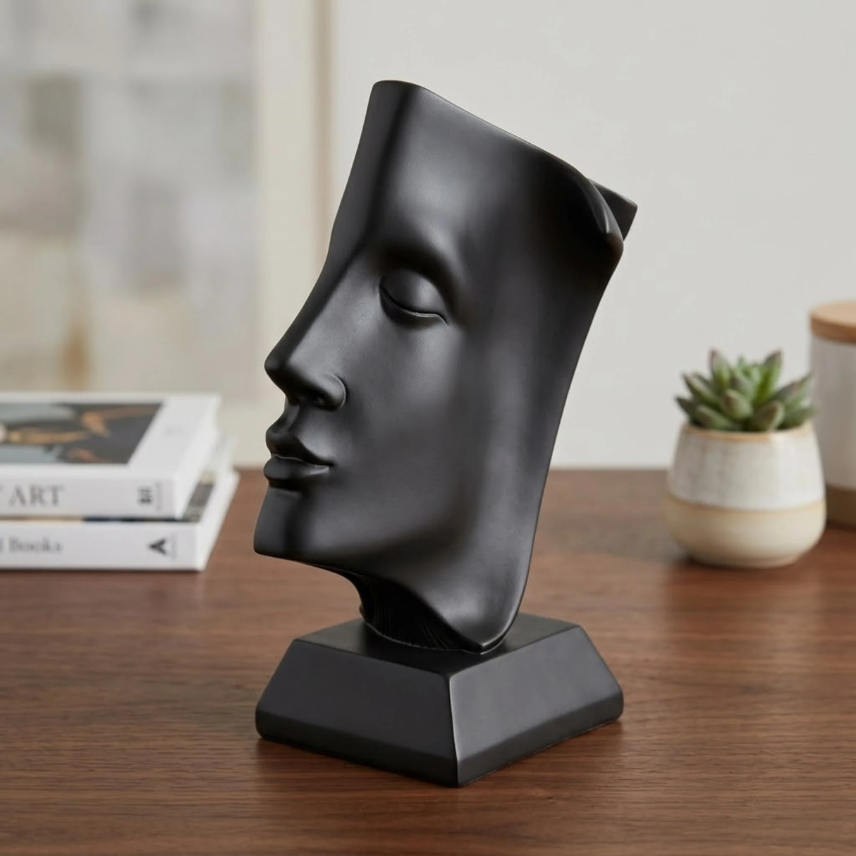 book face abstract sculpture black 9.5"x6" china