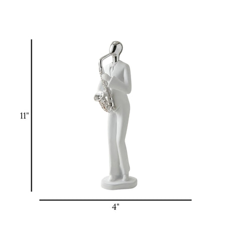 statue winomo musician white 11"x4" china