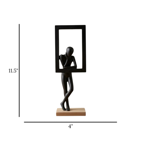 statue man standing rectangle black 11.5"x4" china