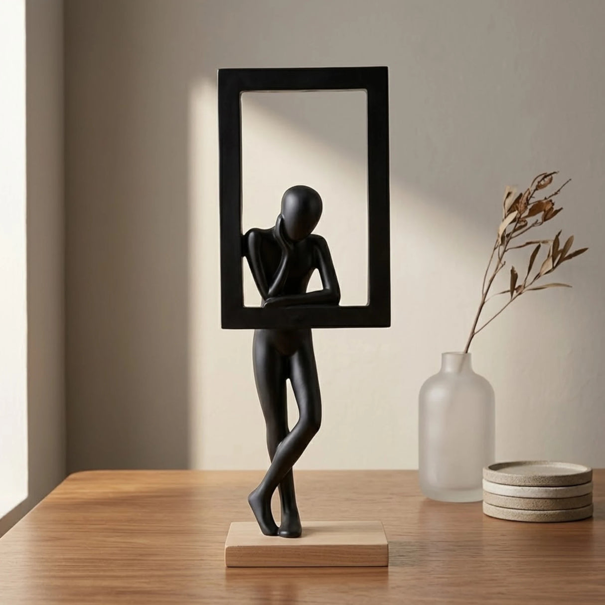 statue man standing rectangle black 11.5"x4" china