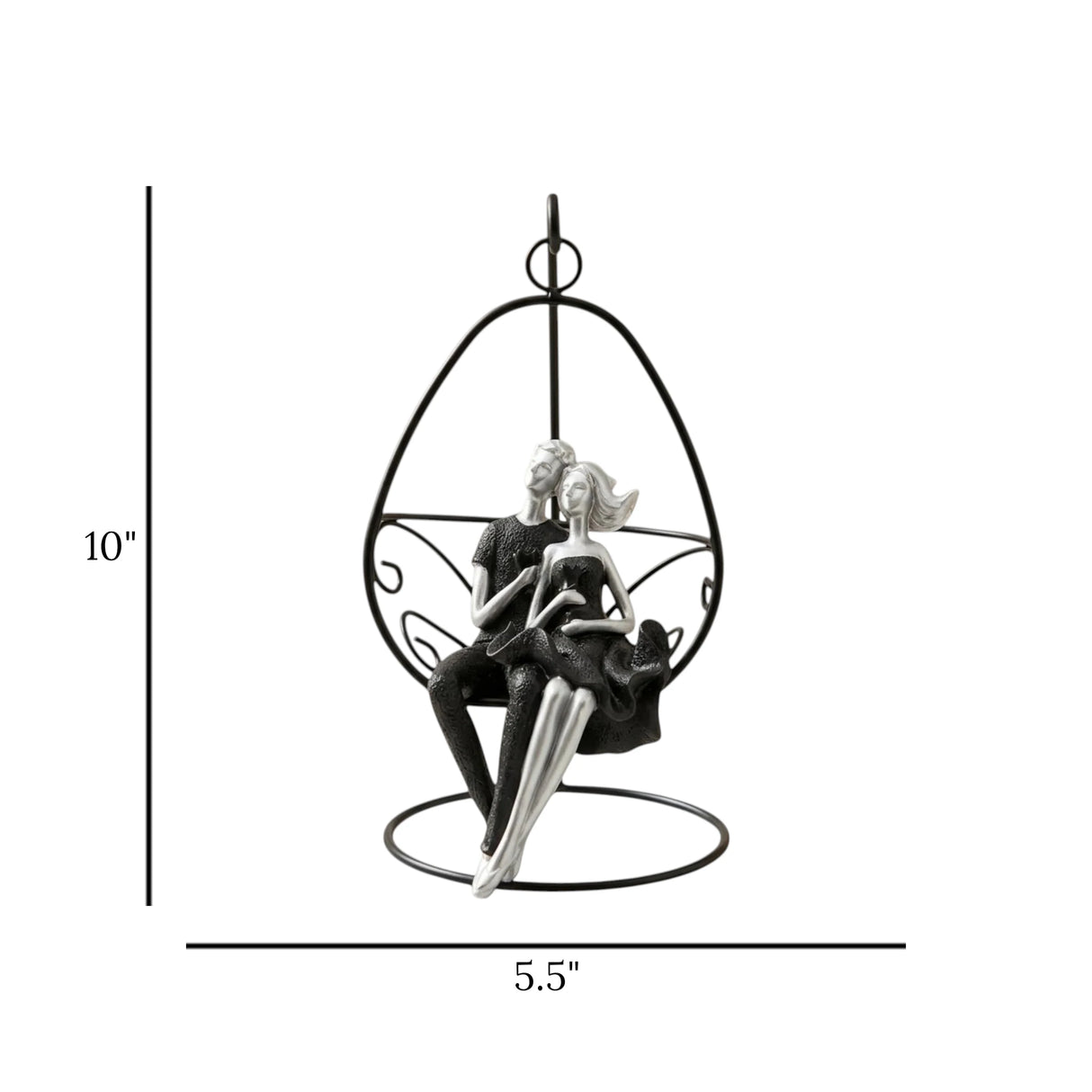 statue couple sitting on swing black 10"x5.5" china