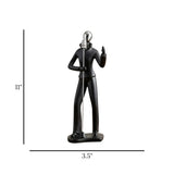 statue singing man black 11"x3.5" china
