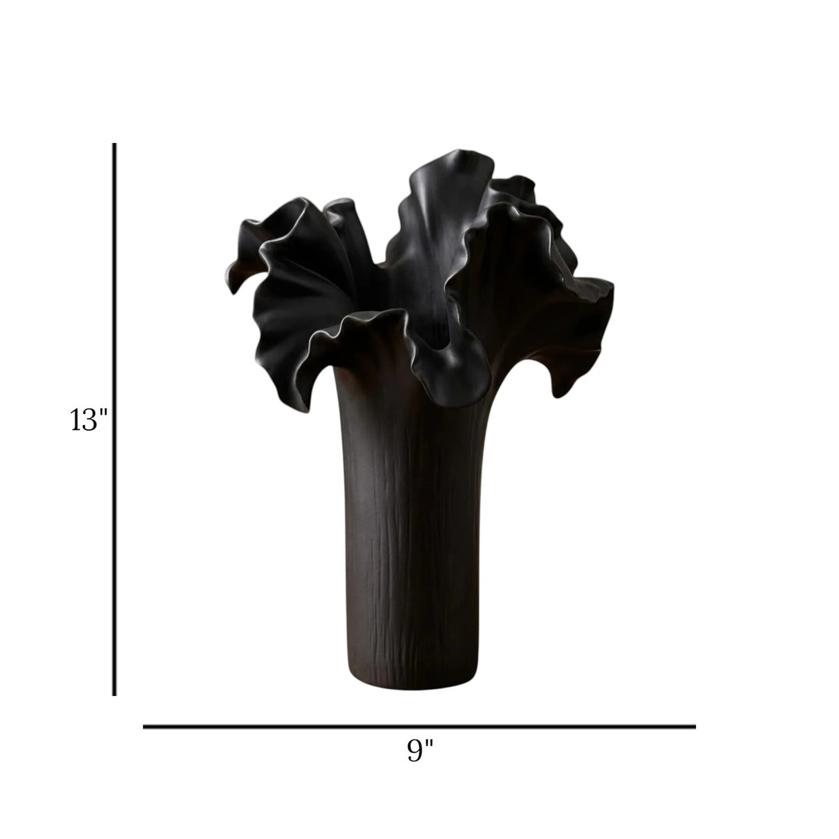 nordic art vase black 13"x9" china