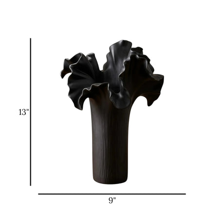 nordic art vase black 13"x9" china
