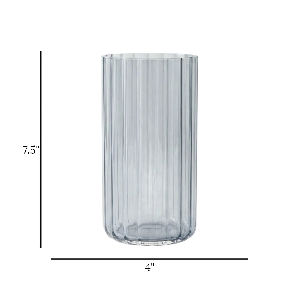 glass tube vase lines black shine small 7.5''x4" china
