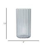 glass tube vase lines black shine small 7.5''x4" china