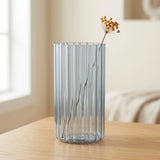 glass tube vase lines black shine small 7.5''x4" china