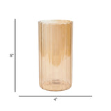 glass tube vase vertical lines golden small 8''x4'' china