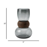 glass vase wooden ring black small 10''x6'' china