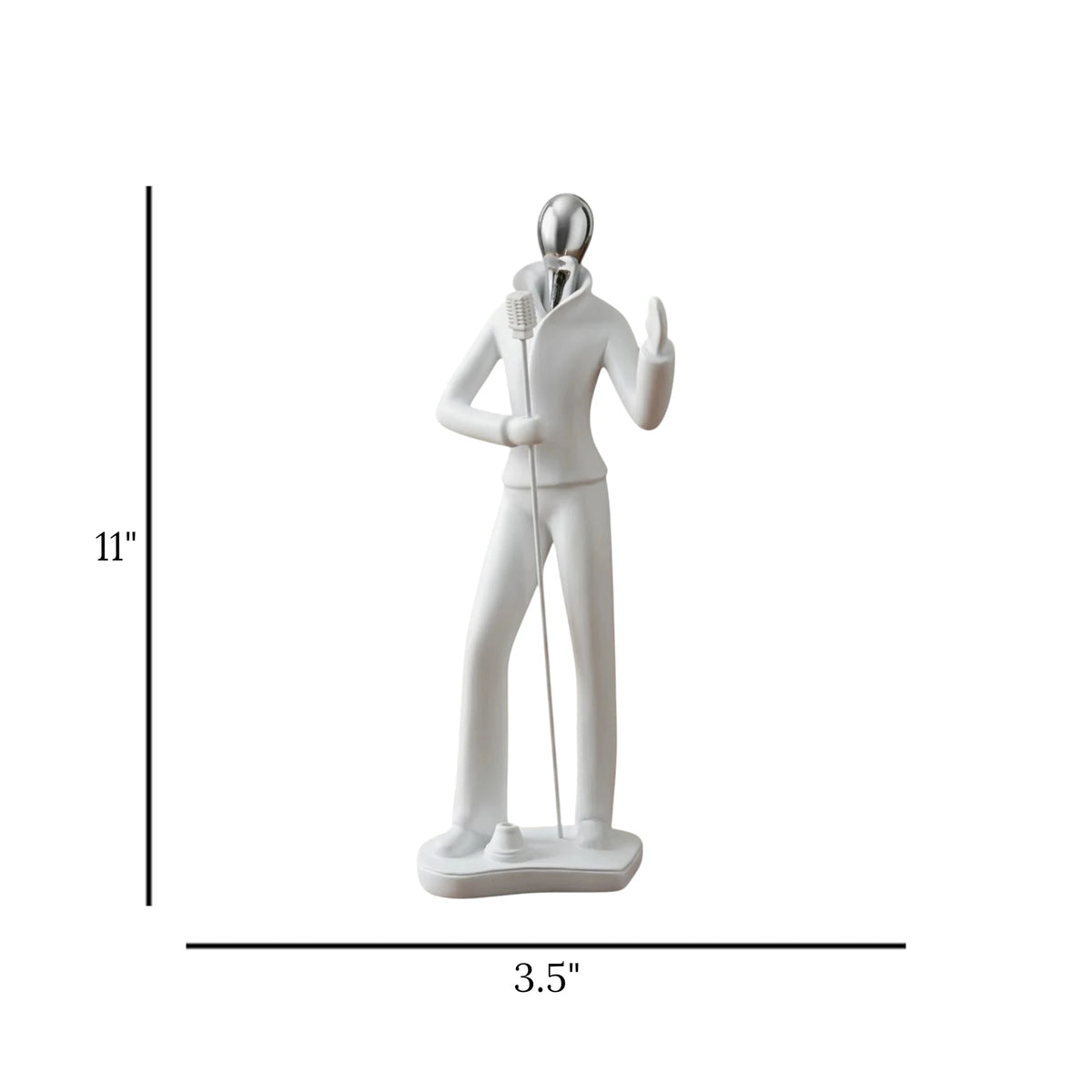 statue singing man white 11"x3.5" china