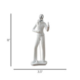 statue singing man white 11"x3.5" china