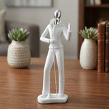 statue singing man white 11"x3.5" china