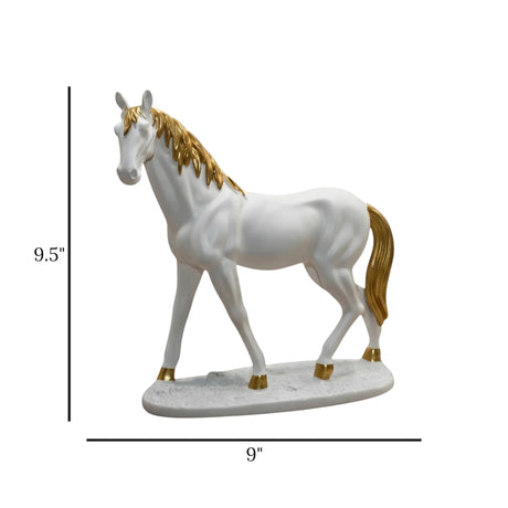statue horse white & golden 9.5"x9" china