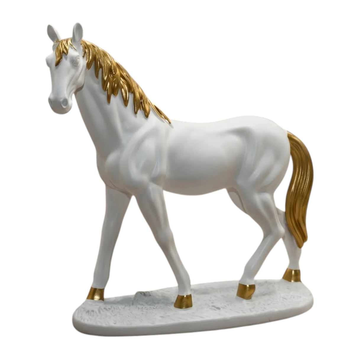 statue horse white & golden 9.5"x9" china