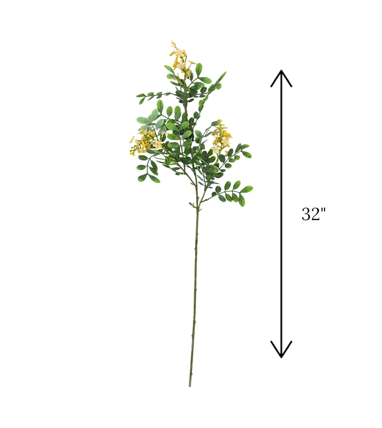 yellow flower branch with green leaves 32" china