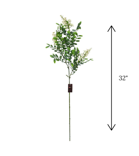 white flower branch with green leaves 32" china