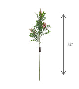 pink flower branch with green leaves 32" china