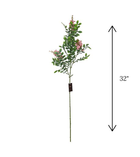 pink flower branch with green leaves 32" china