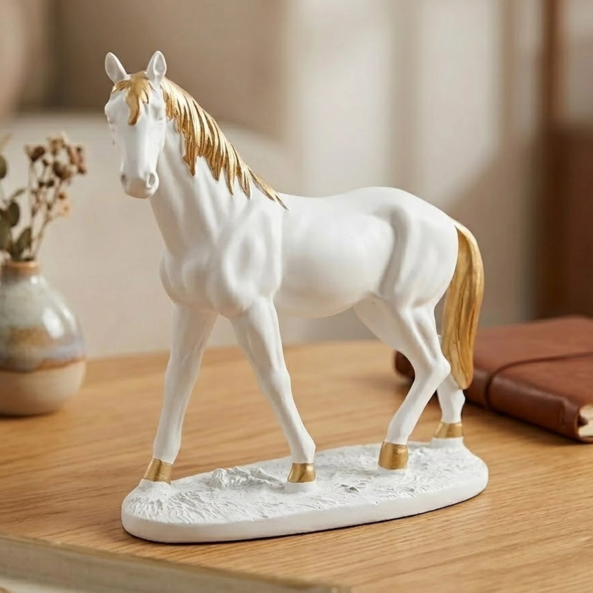 statue horse white 7"x6" china