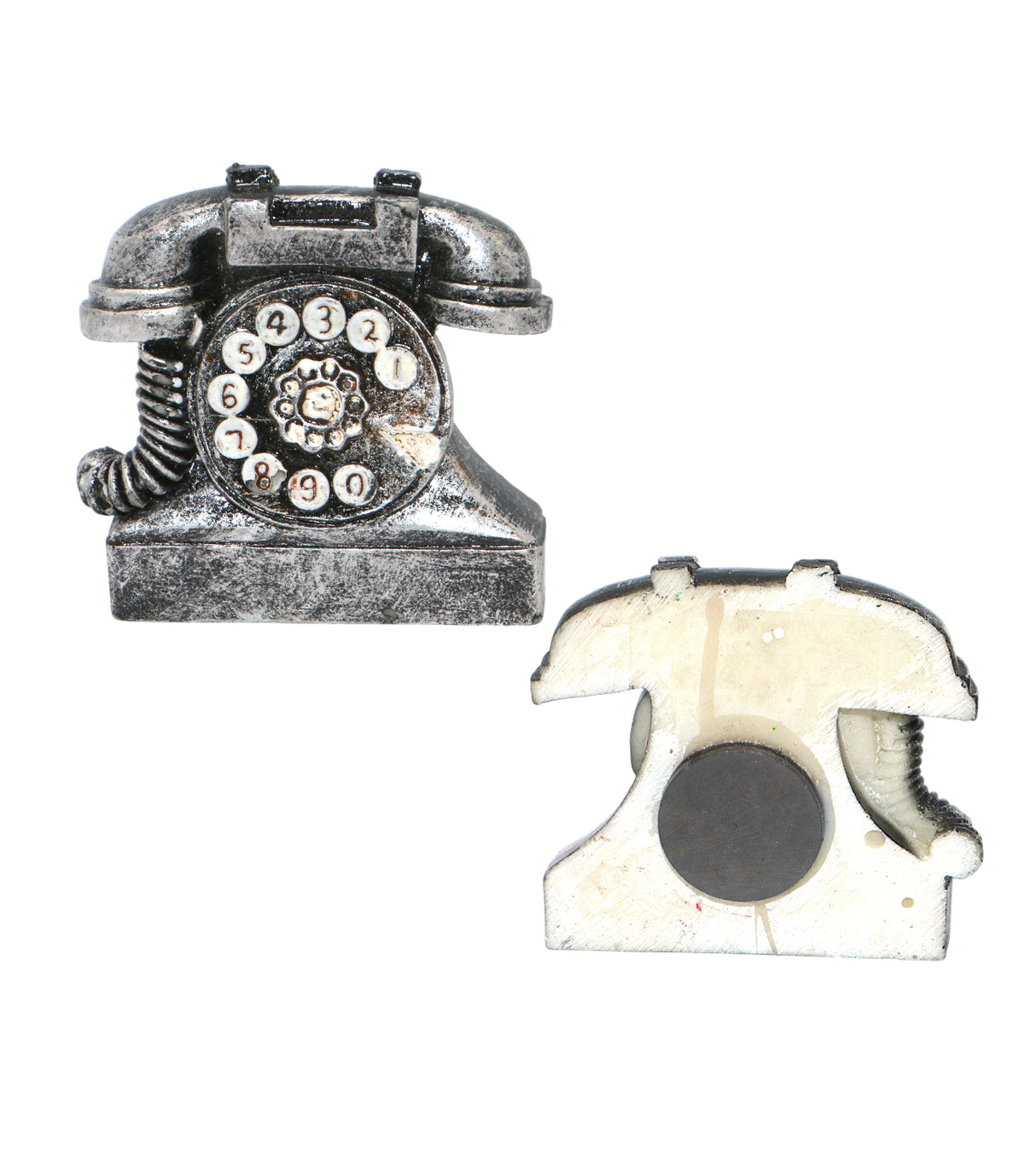 fridge magnet telephone silver china 2.1"x2.1"