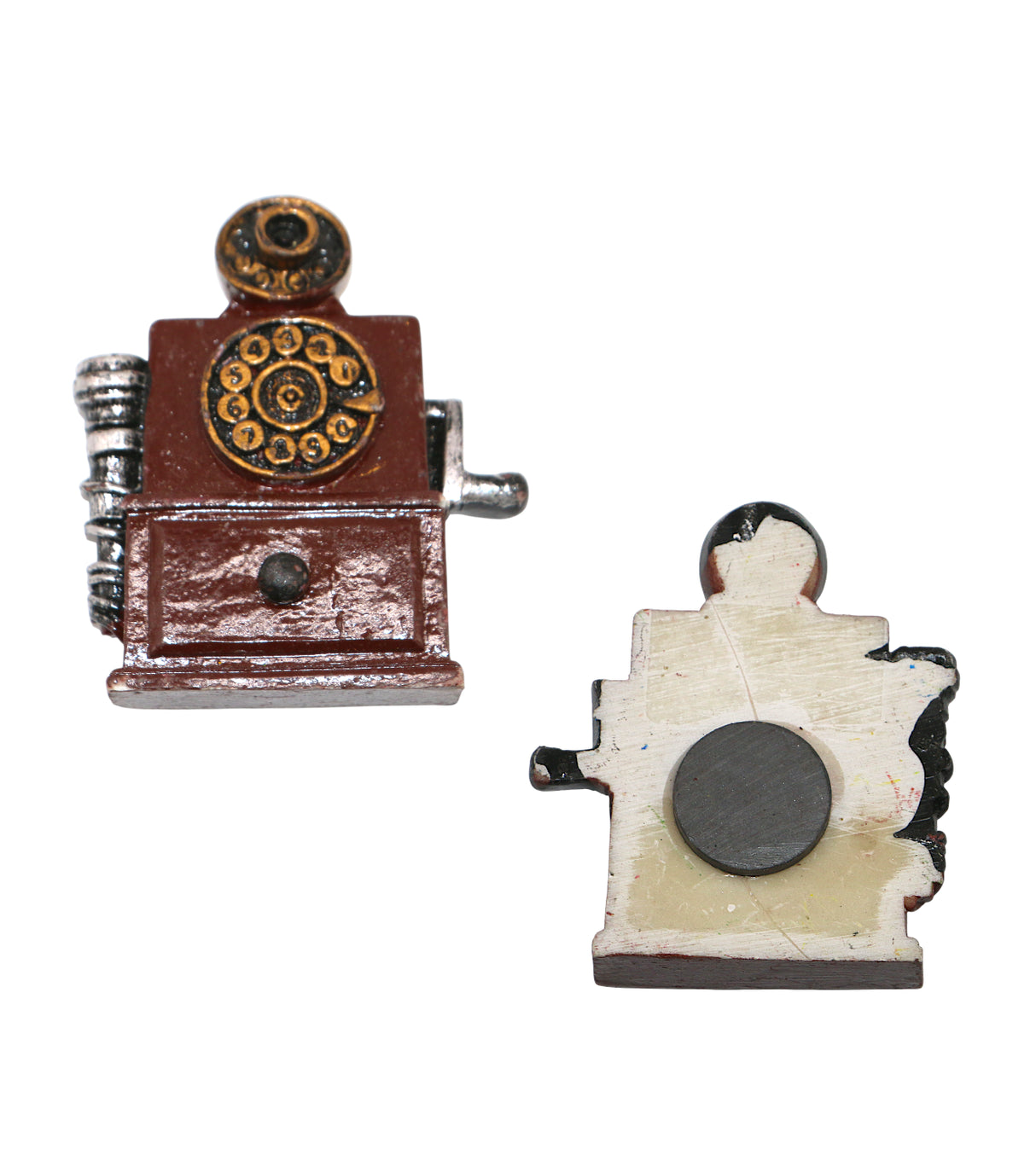 fridge magnet telephone maroon china 2.8"x2.1"