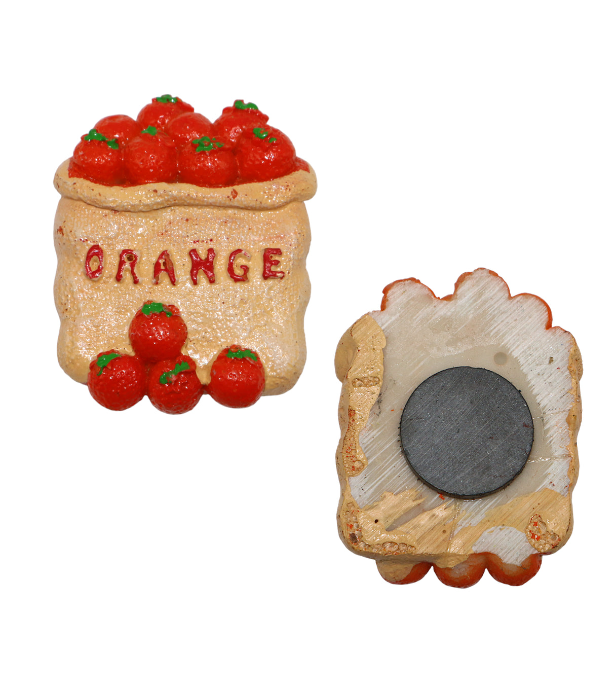 fridge magnet orange sack china "2.5x1.7"