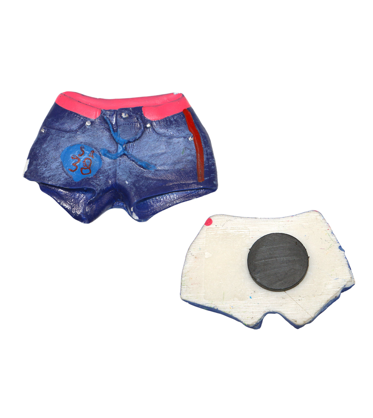 fridge magnet shorts blue & pink china 2"x2.5"