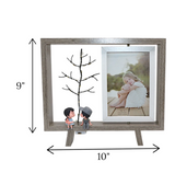 wood photo frame with led tree & 2 childern grey china "9x10"