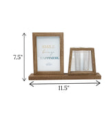 wood photo frame with 2 glass tube brown china "7.5x11.5"