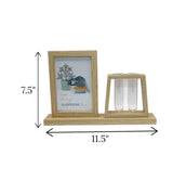 wood photo frame with 2 glass tube beige china "7.5x11.5"